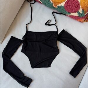 PrettyLittleThing Black Sheer Mesh Top